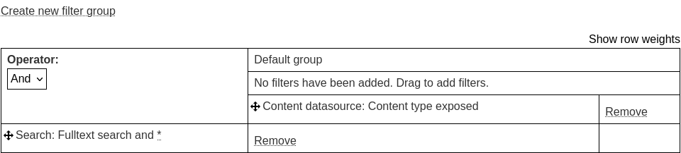Broken views filter table