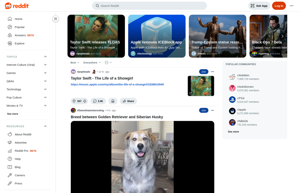Reddit sidebar nav wide