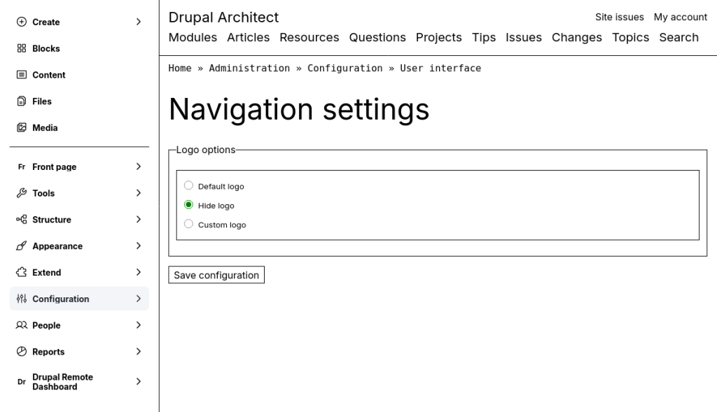 Drupal navigation module full width fixed