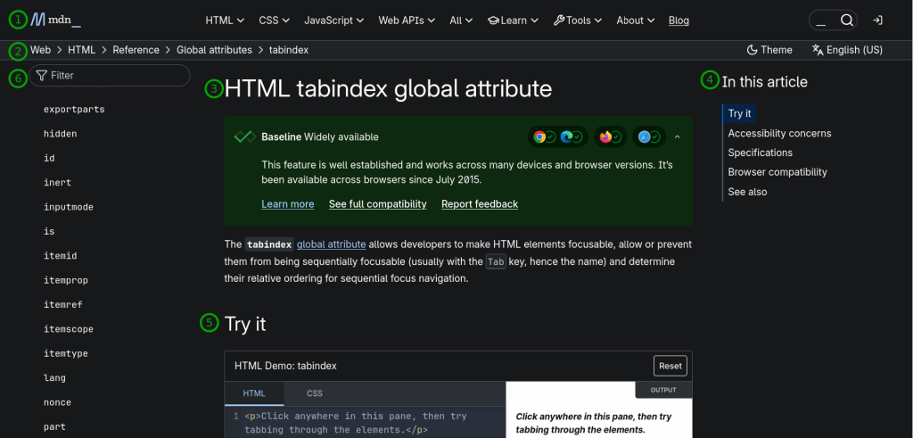 Mozilla developer network layout tab order