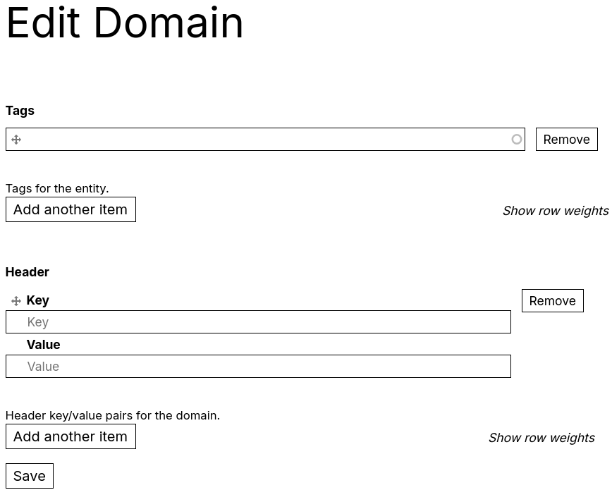 DRD Edit domain form