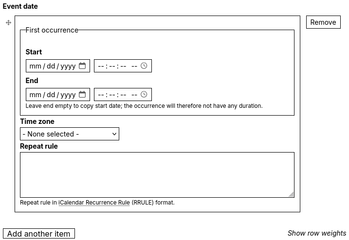 Mantra starter recurring dates field widget