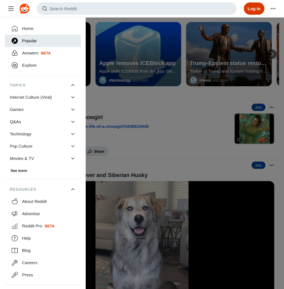 Reddit sidebar nav narrow